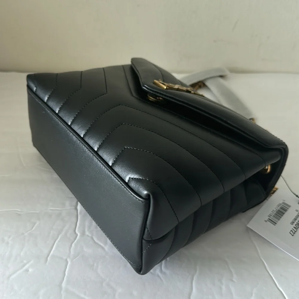 YSL Saint Laurent Small Loulou Chain Leather Shoulder Bag Black - Picture 11 of 14